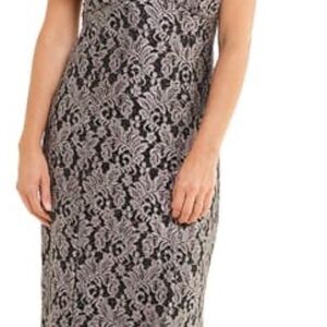 R&M Richards Black and Silver Sheath Dress for Weddings